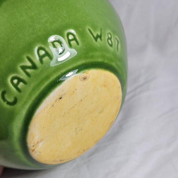 Vintage Canadian Art Studio Pottery Green Drip Glaze Pitcher Jug Canada W87 - Picture 4 of 9